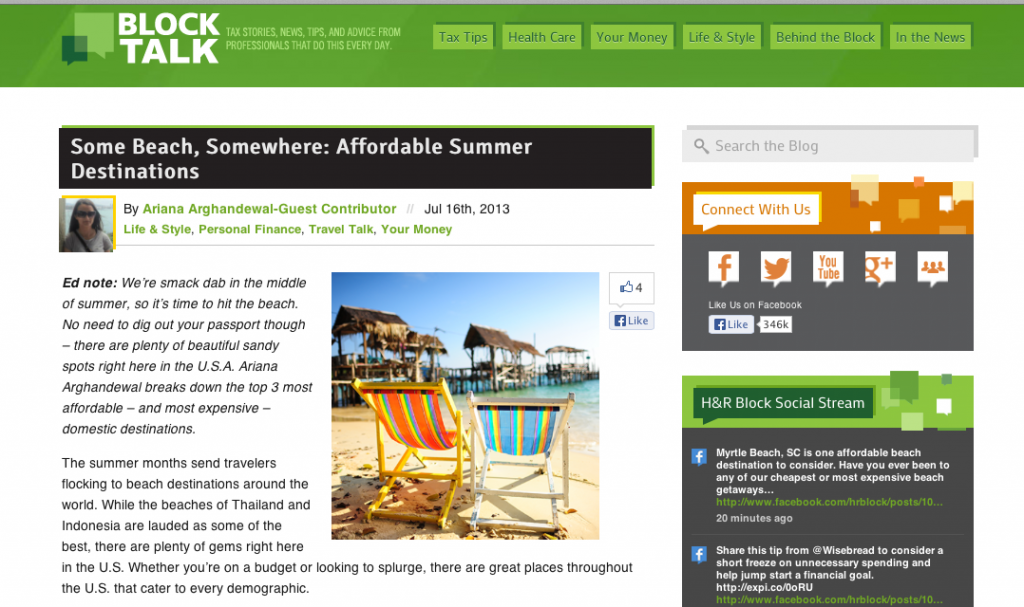 H&R Block Talk Guest Post: Affordable Beach Destinations H&R Block Talk Guest Post: Affordable Beach Destinations