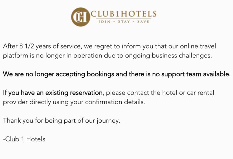 Club1 Hotels shut down all operations